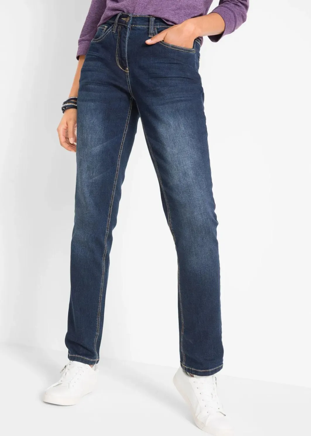 Damen bonprix Bekleidung·Shirts & Tops|Jeans|Straight Jeans Mid Waist, Stretch