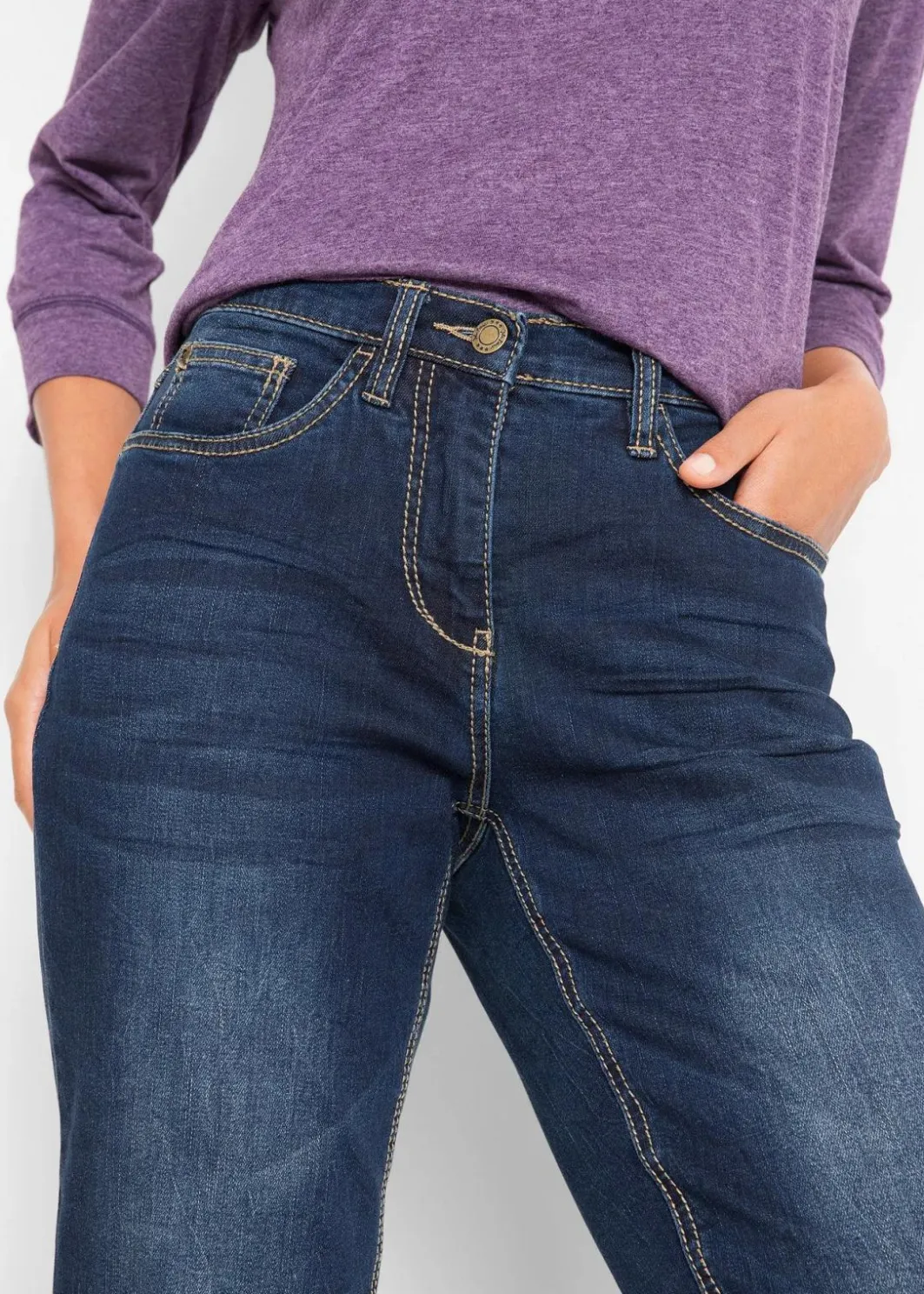 Damen bonprix Bekleidung·Shirts & Tops|Jeans|Straight Jeans Mid Waist, Stretch