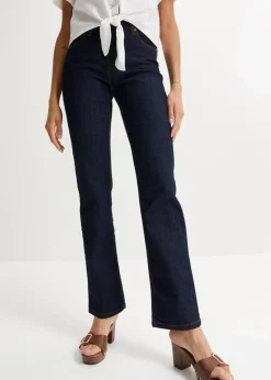 Damen bonprix Jeans|Kurzgrößen|Straight Jeans Mid Waist, Stretch