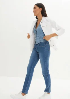 Damen bonprix Jeans|Kurzgrößen|Straight Jeans Mid Waist, Stretch