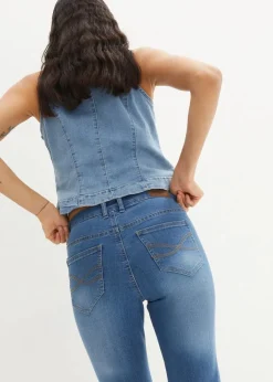 Damen bonprix Jeans|Kurzgrößen|Straight Jeans Mid Waist, Stretch