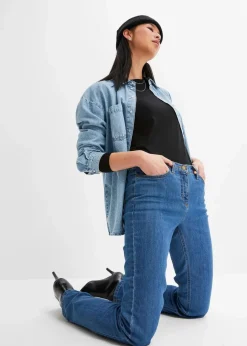 Best Straight Jeans Mid Waist, Stretch Damen Jeans|Kurzgrößen