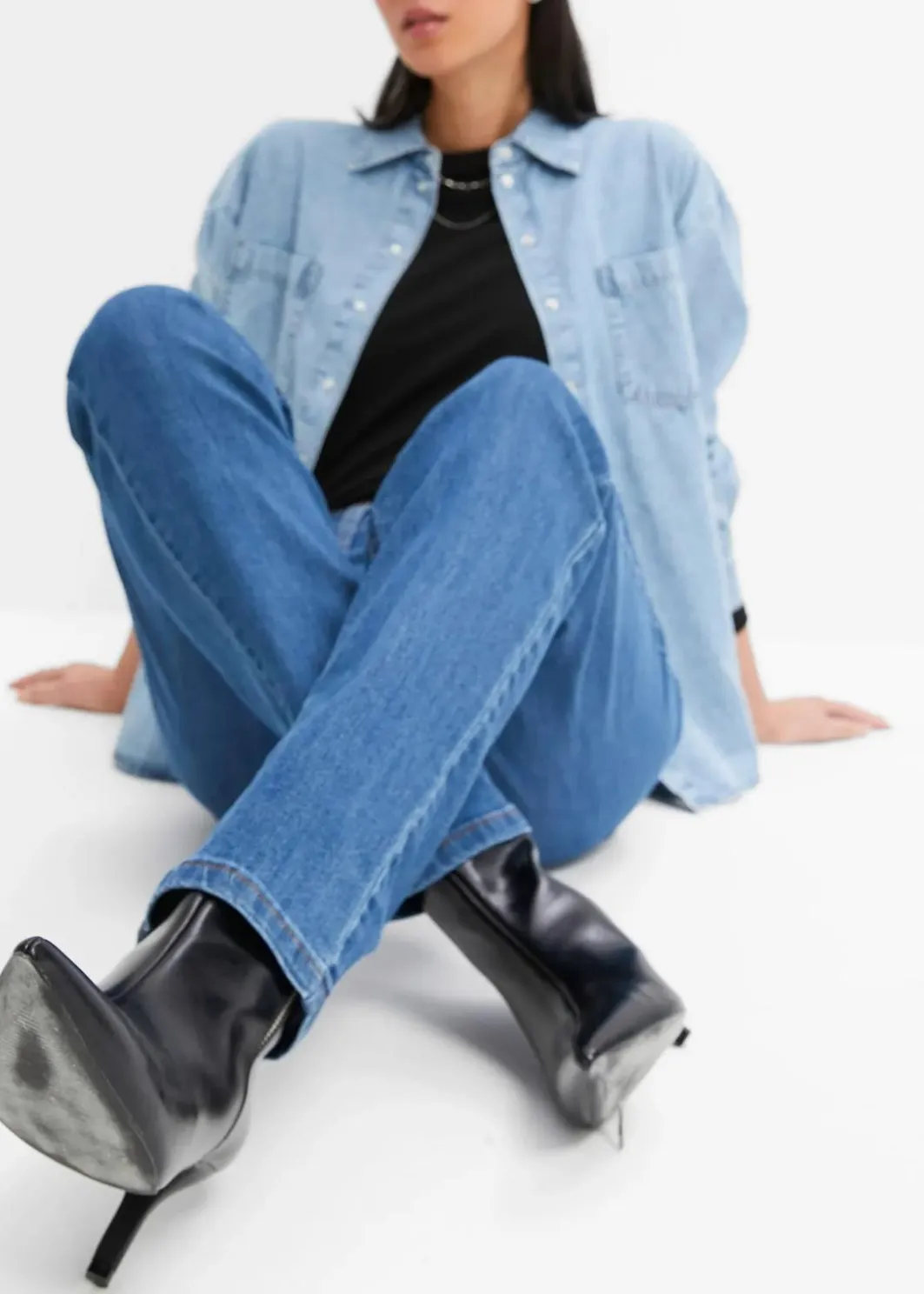 Best Straight Jeans Mid Waist, Stretch Damen Jeans|Kurzgrößen