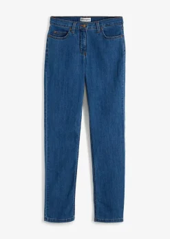 Damen bonprix Jeans|Kurzgrößen|Straight Jeans Mid Waist, Stretch