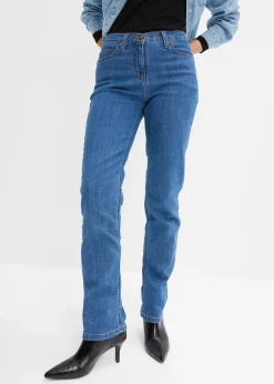 Damen bonprix Jeans|Kurzgrößen|Straight Jeans Mid Waist, Stretch