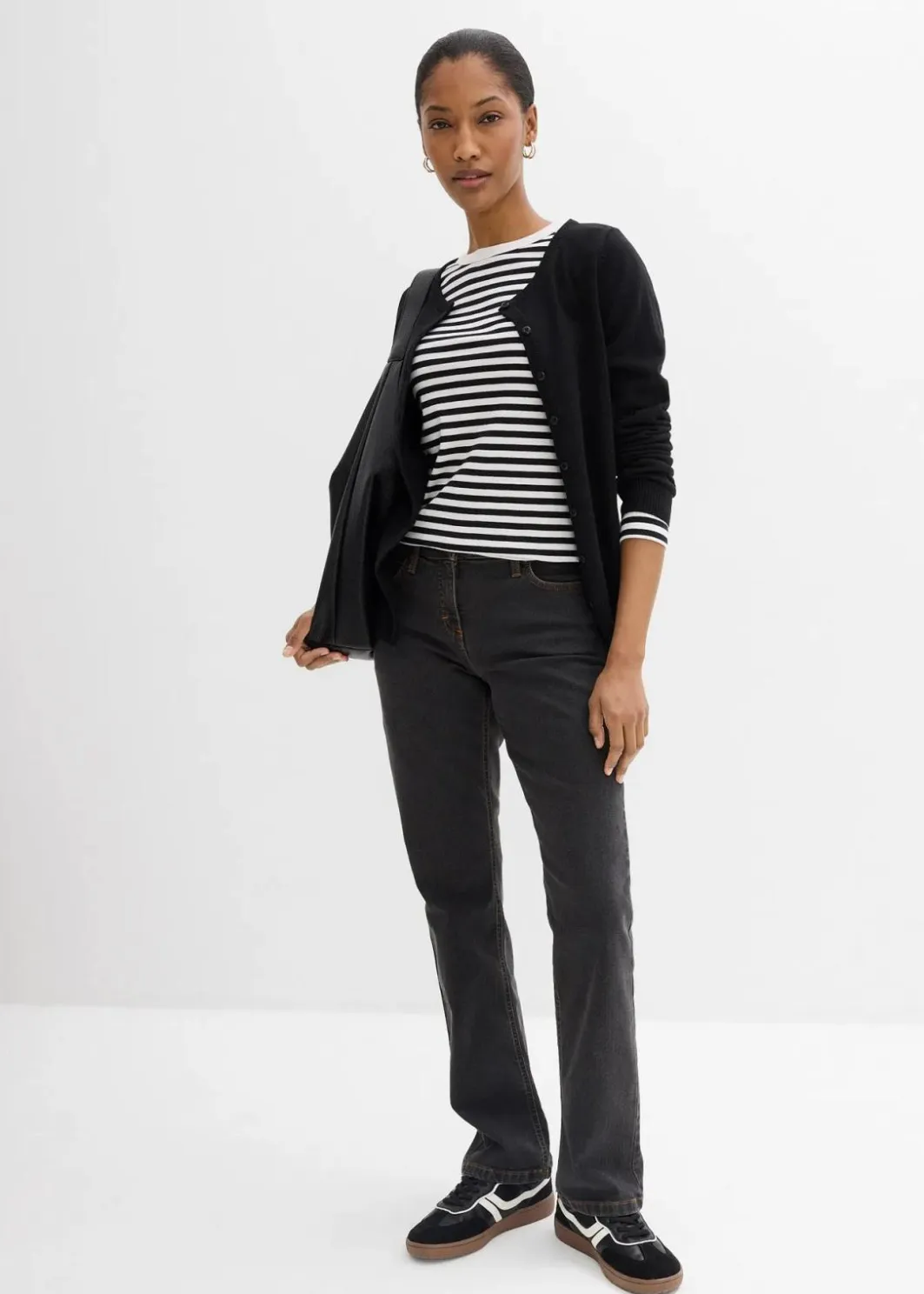 Damen bonprix Kurzgrößen|Jeans|Straight Jeans Mid Waist, Stretch