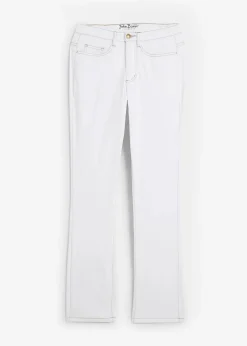 Damen bonprix Jeans|Kurzgrößen|Straight Jeans Mid Waist, Stretch