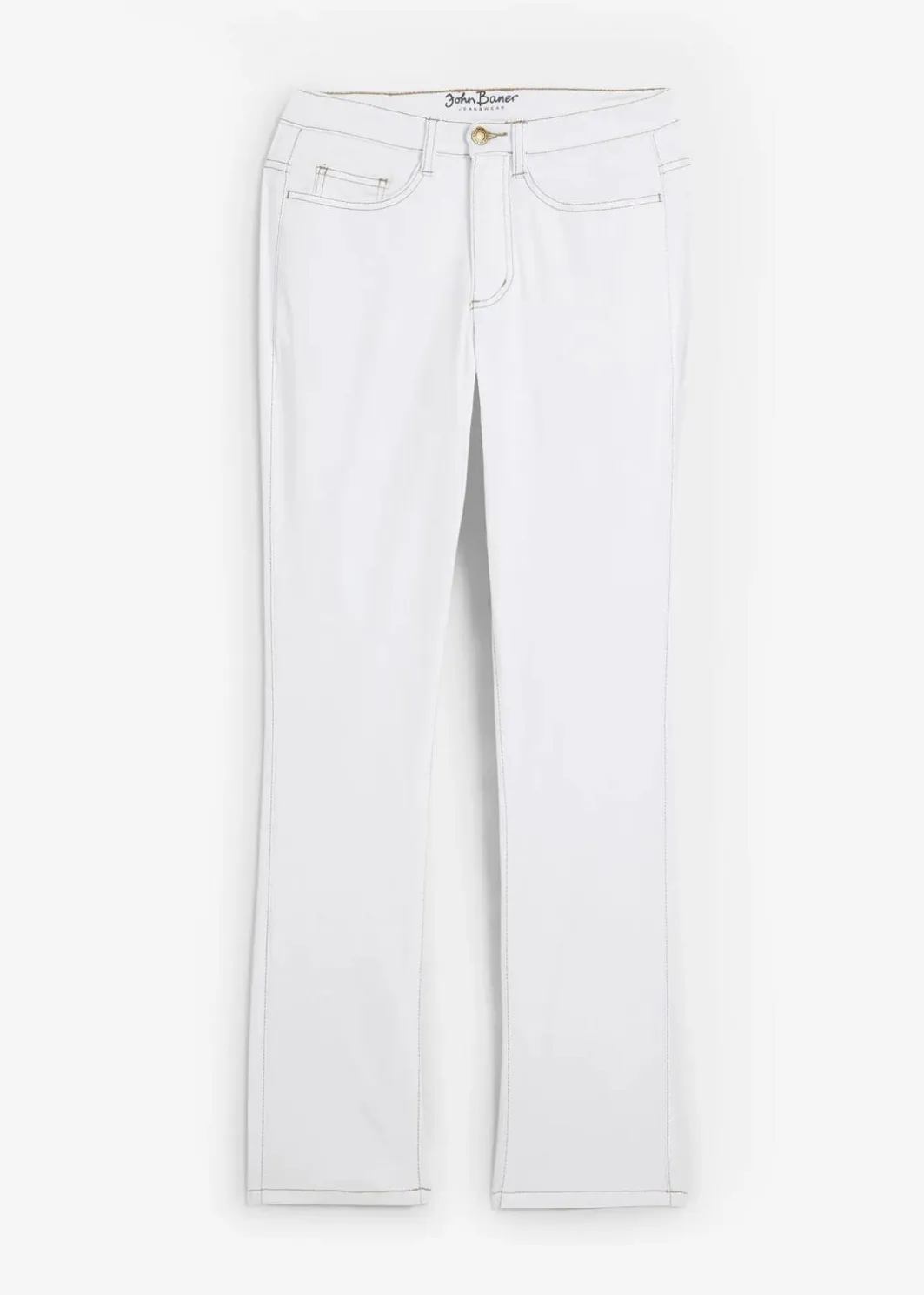 Damen bonprix Jeans|Kurzgrößen|Straight Jeans Mid Waist, Stretch