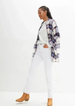 Damen bonprix Jeans|Kurzgrößen|Straight Jeans Mid Waist, Stretch