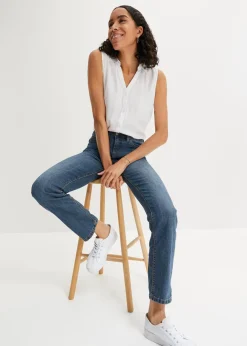 Straight Jeans Mid Waist, Stretch Damen Kurzgrößen|Bekleidung·Shirts & Tops