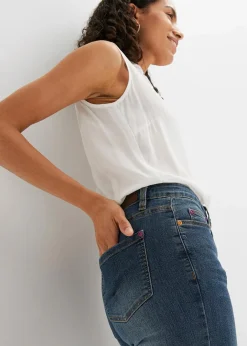 Straight Jeans Mid Waist, Stretch Damen Kurzgrößen|Bekleidung·Shirts & Tops