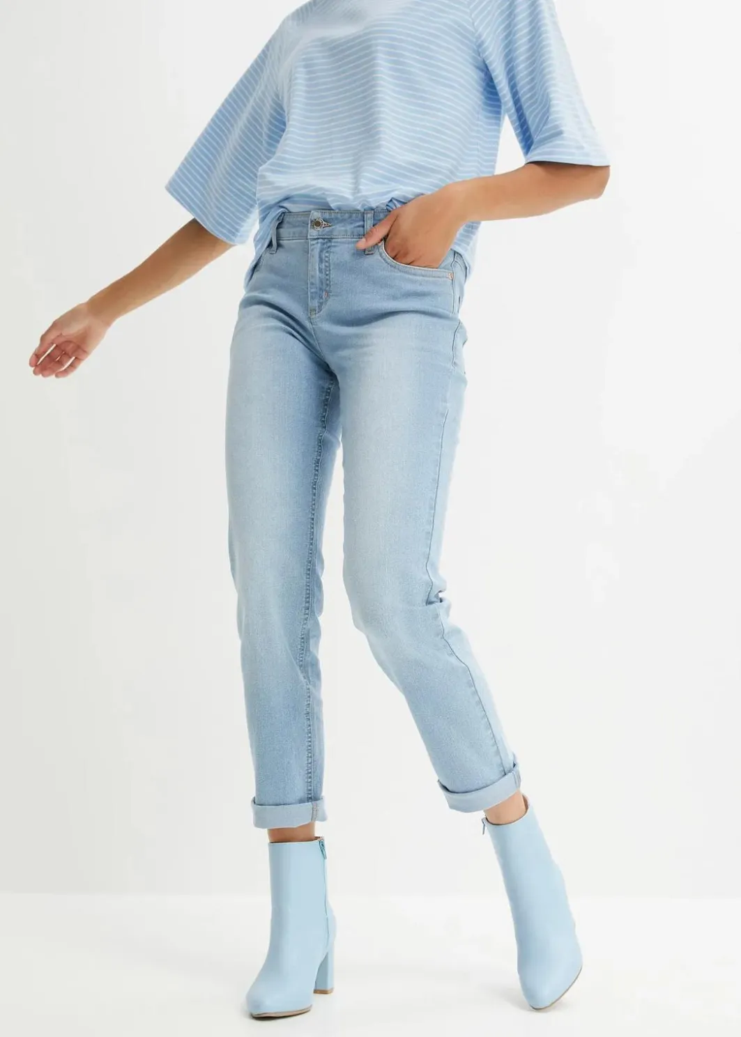 New Straight Jeans Mid Waist, Stretch Damen Jeans|Kurzgrößen