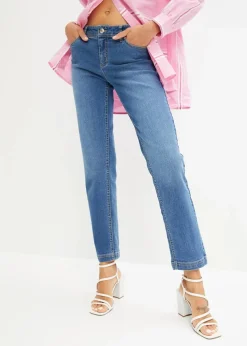 Damen bonprix Jeans|Kurzgrößen|Straight Jeans Mid Waist, Stretch