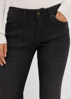 Damen bonprix Jeans|Kurzgrößen|Straight Jeans Mid Waist, Stretch