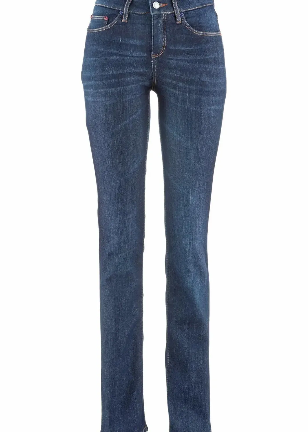 Damen bonprix Jeans|Kurzgrößen|Straight Jeans Mid Waist, Stretch