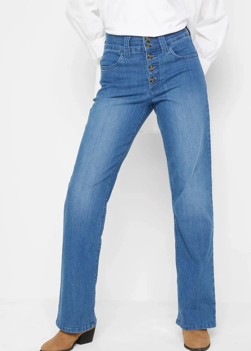 Damen bonprix Bekleidung·Shirts & Tops|Jeans|Straight-Jeans High Waist, Stretch