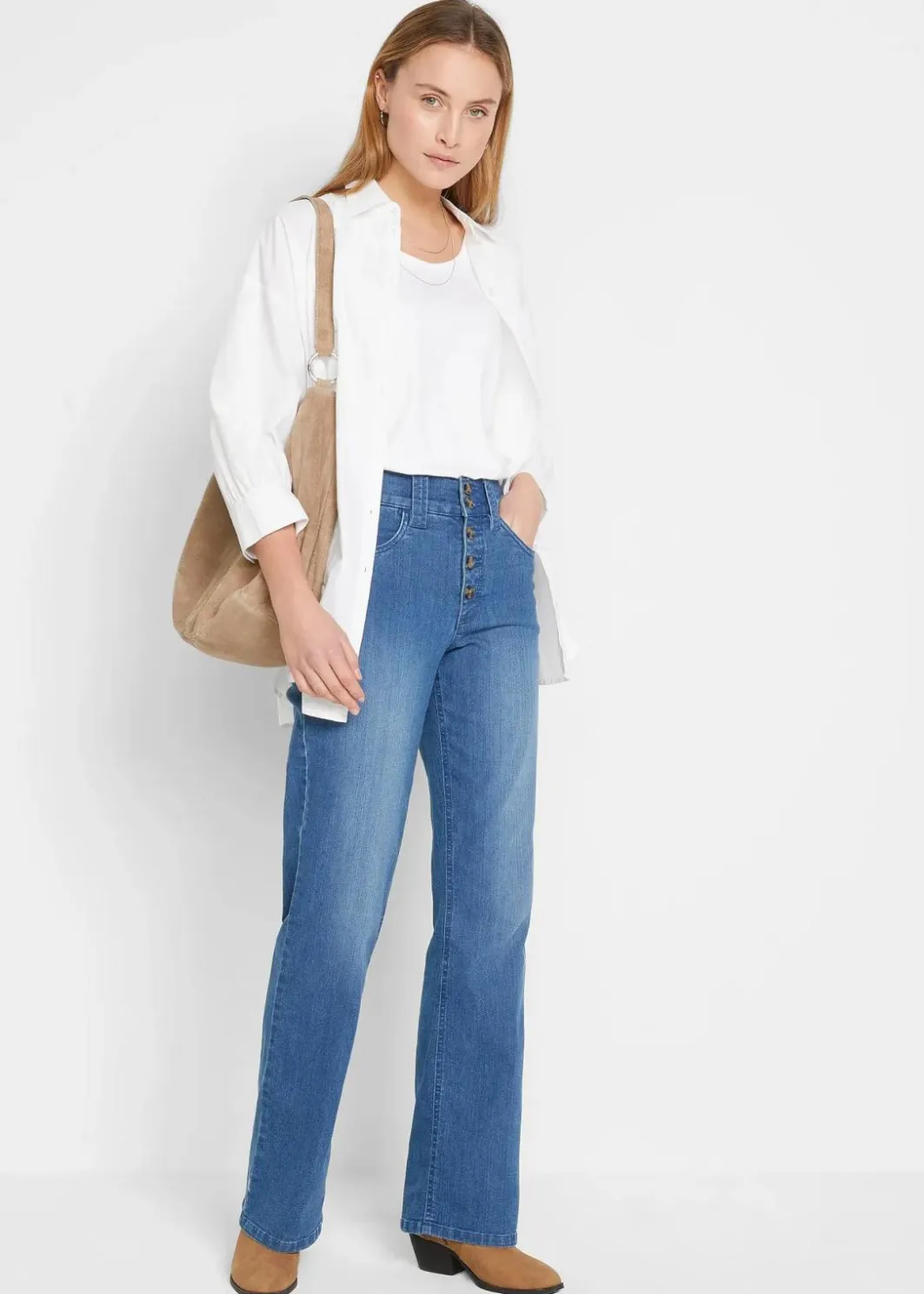 Damen bonprix Bekleidung·Shirts & Tops|Jeans|Straight-Jeans High Waist, Stretch