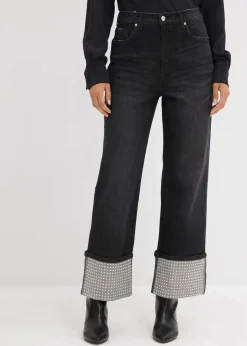 Damen bonprix Bekleidung·Shirts & Tops|Jeans|Straight-Jeans High Waist mit Turn Up