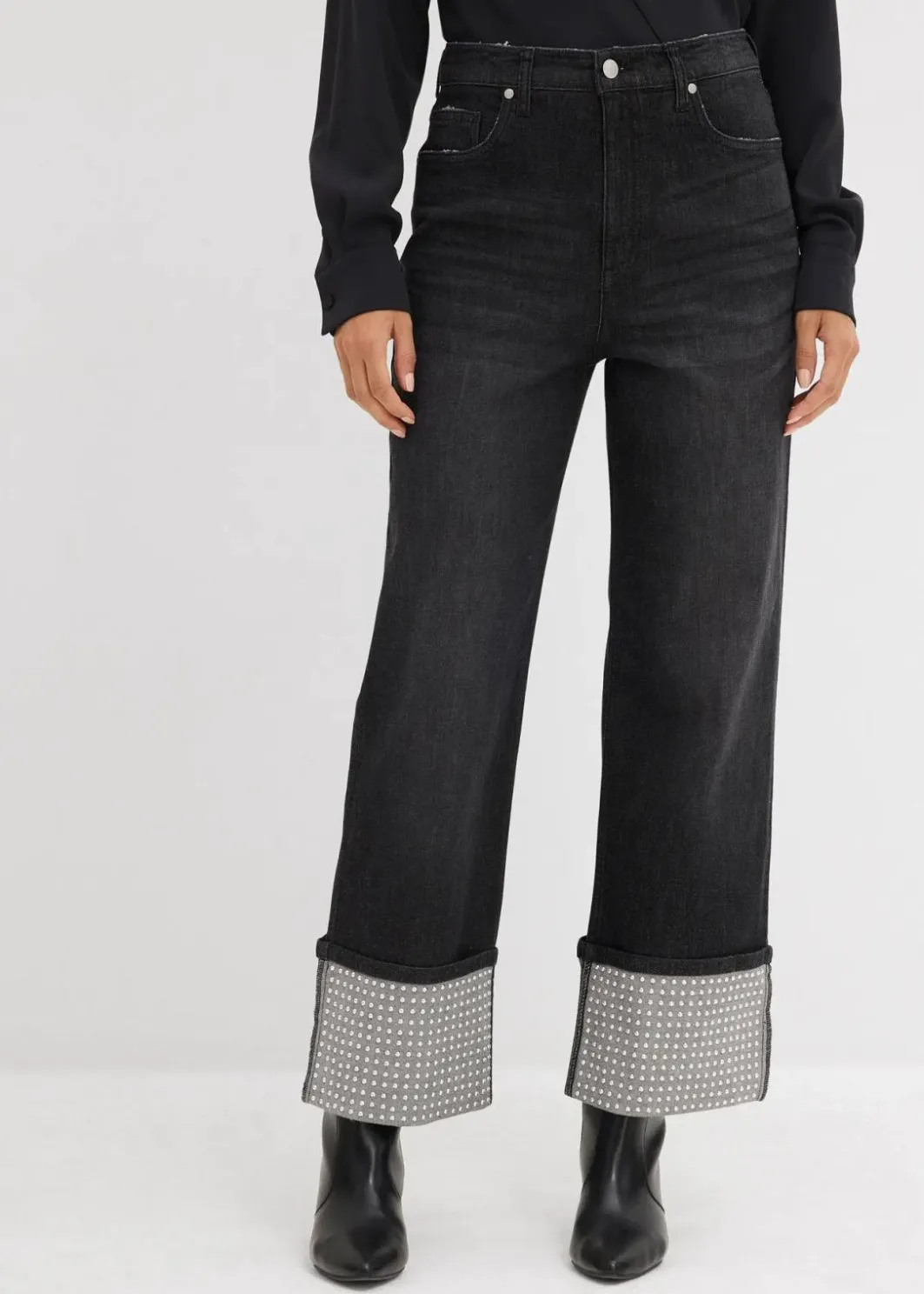 Damen bonprix Bekleidung·Shirts & Tops|Jeans|Straight-Jeans High Waist mit Turn Up