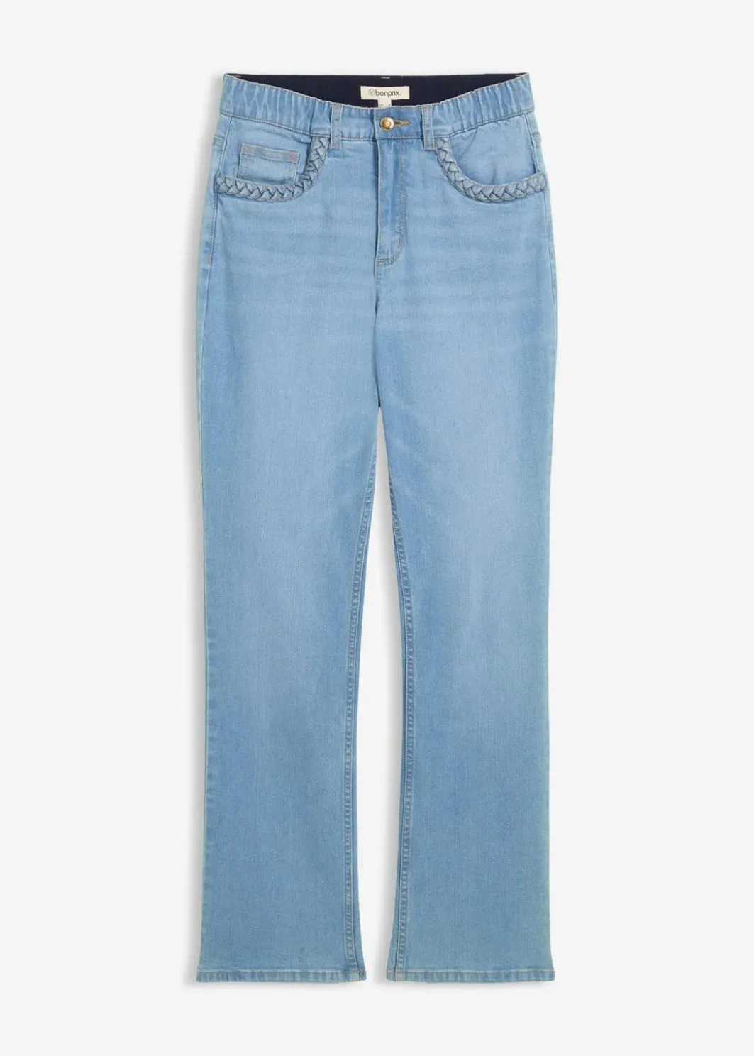 Damen bonprix Jeans|Bekleidung·Shirts & Tops|Straight-Jeans High Waist mit Taschendetails