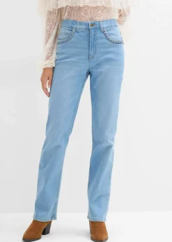 Damen bonprix Jeans|Bekleidung·Shirts & Tops|Straight-Jeans High Waist mit Taschendetails