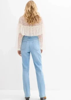 Damen bonprix Jeans|Bekleidung·Shirts & Tops|Straight-Jeans High Waist mit Taschendetails