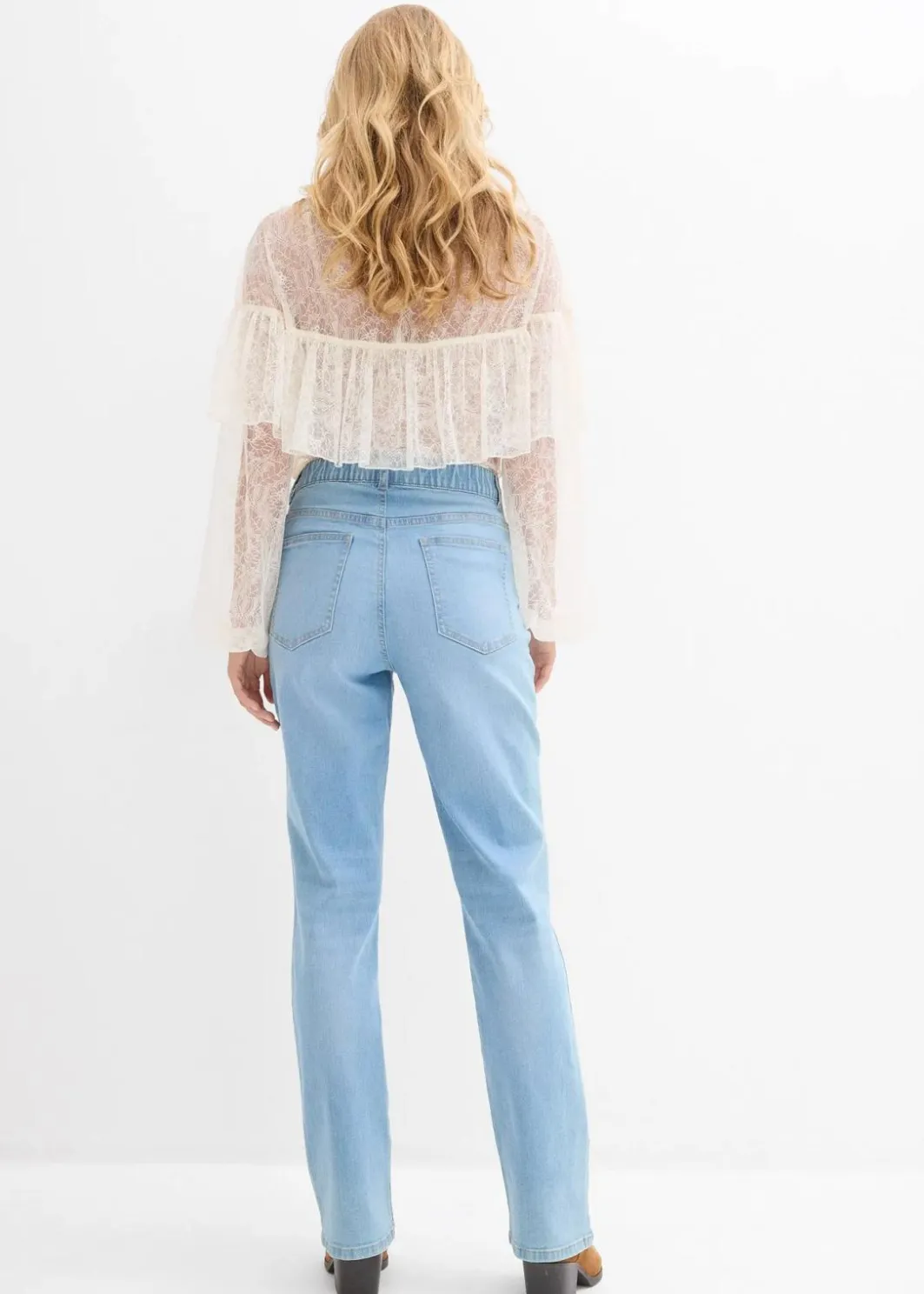 Damen bonprix Jeans|Bekleidung·Shirts & Tops|Straight-Jeans High Waist mit Taschendetails