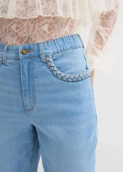 Damen bonprix Jeans|Bekleidung·Shirts & Tops|Straight-Jeans High Waist mit Taschendetails