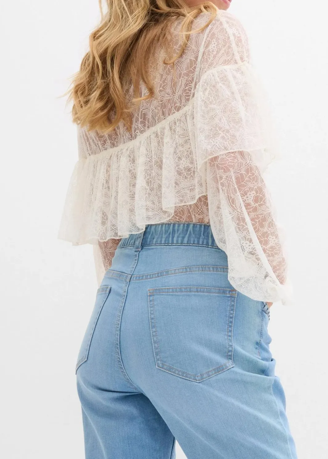 Damen bonprix Jeans|Bekleidung·Shirts & Tops|Straight-Jeans High Waist mit Taschendetails