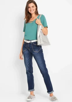 Discount Straight-Jeans High Waist, Stretch Damen Bekleidung·Shirts & Tops|Jeans