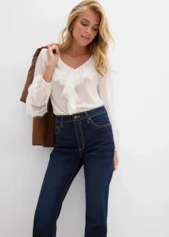 Damen bonprix Bekleidung·Shirts & Tops|Jeans|Straight-Jeans High Waist cropped