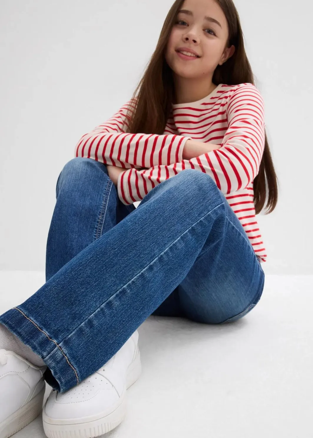 Kinder bonprix Mädchen 9-16 Jahre·Jeans|Straight-Jeans Mid Waist