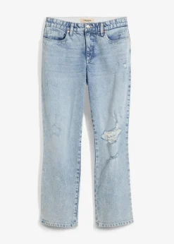 Clearance Straight-Jeans Mid Waist Bequembund Low Stretch, cropped Damen Bekleidung·Shirts & Tops|Jeans