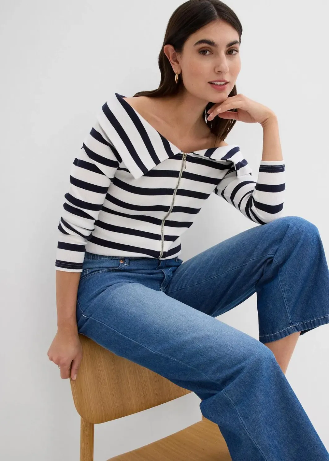 New Straight-Jeans Mid Waist, Bequembund Low Stretch cropped Damen Jeans|Bekleidung·Shirts & Tops