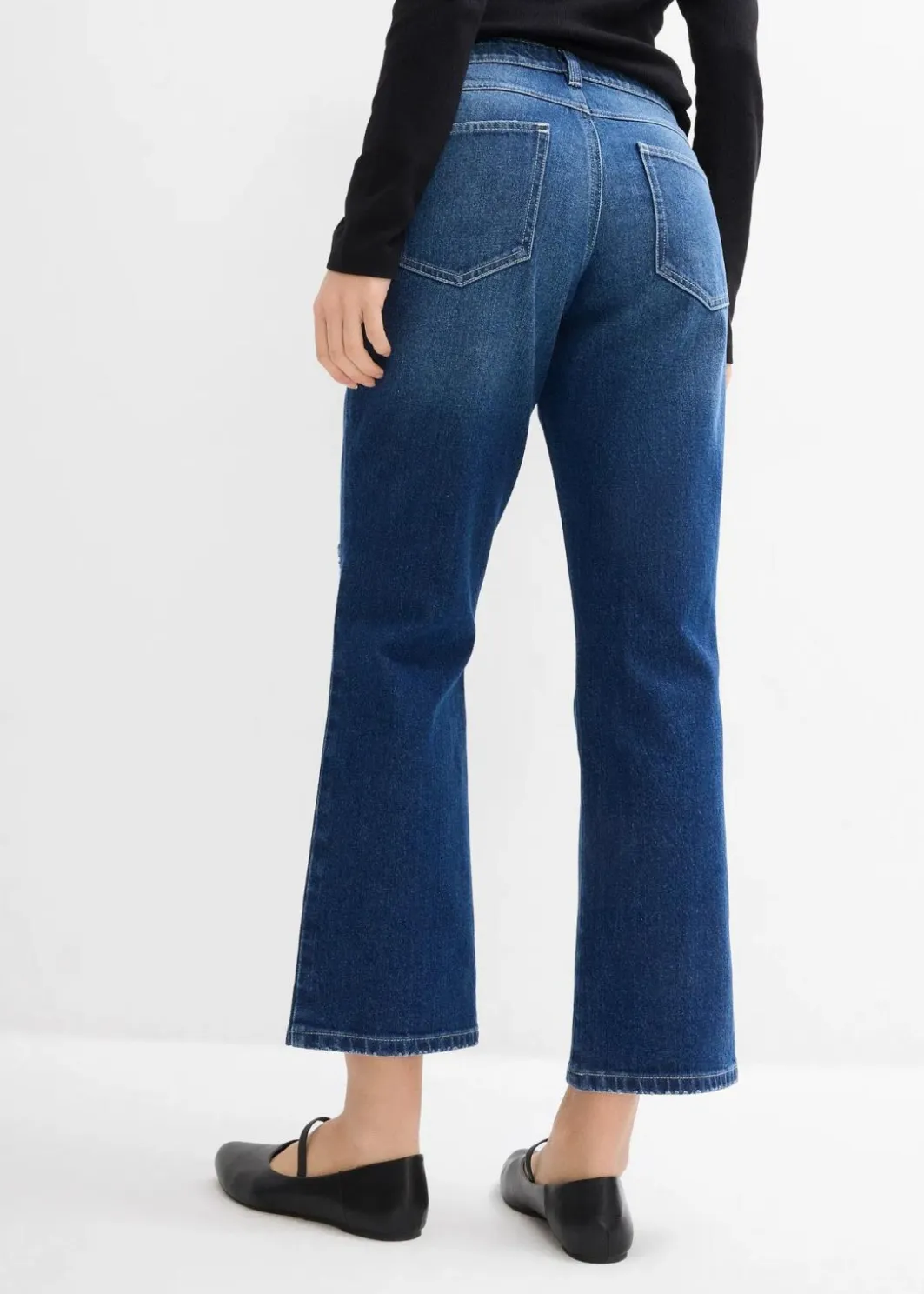 Straight-Jeans Mid Waist Bequembund Low Stretch, cropped Damen Jeans|Bekleidung·Shirts & Tops