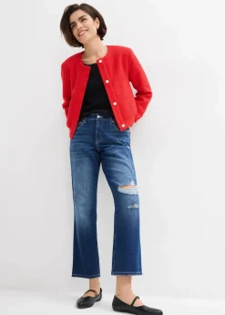 Straight-Jeans Mid Waist Bequembund Low Stretch, cropped Damen Jeans|Bekleidung·Shirts & Tops