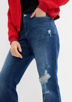 Straight-Jeans Mid Waist Bequembund Low Stretch, cropped Damen Jeans|Bekleidung·Shirts & Tops