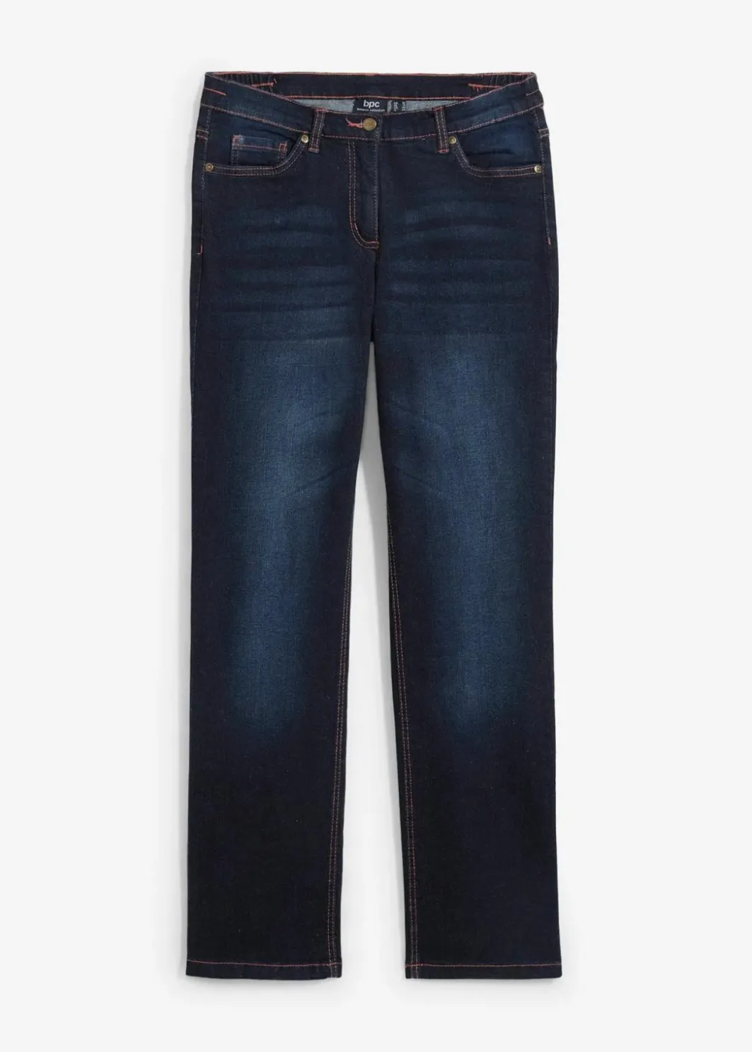 Damen bonprix Jeans|Kurzgrößen|Straight-Jeans Mid Waist, Bequembund