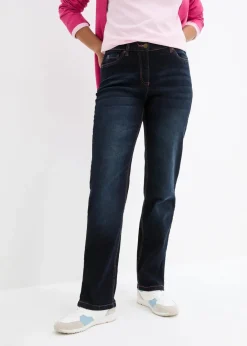 Damen bonprix Jeans|Kurzgrößen|Straight-Jeans Mid Waist, Bequembund