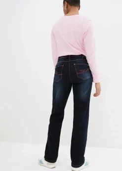 Damen bonprix Jeans|Kurzgrößen|Straight-Jeans Mid Waist, Bequembund