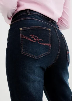 Damen bonprix Jeans|Kurzgrößen|Straight-Jeans Mid Waist, Bequembund