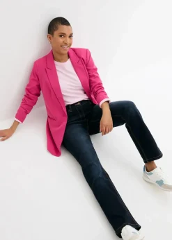 Damen bonprix Jeans|Kurzgrößen|Straight-Jeans Mid Waist, Bequembund