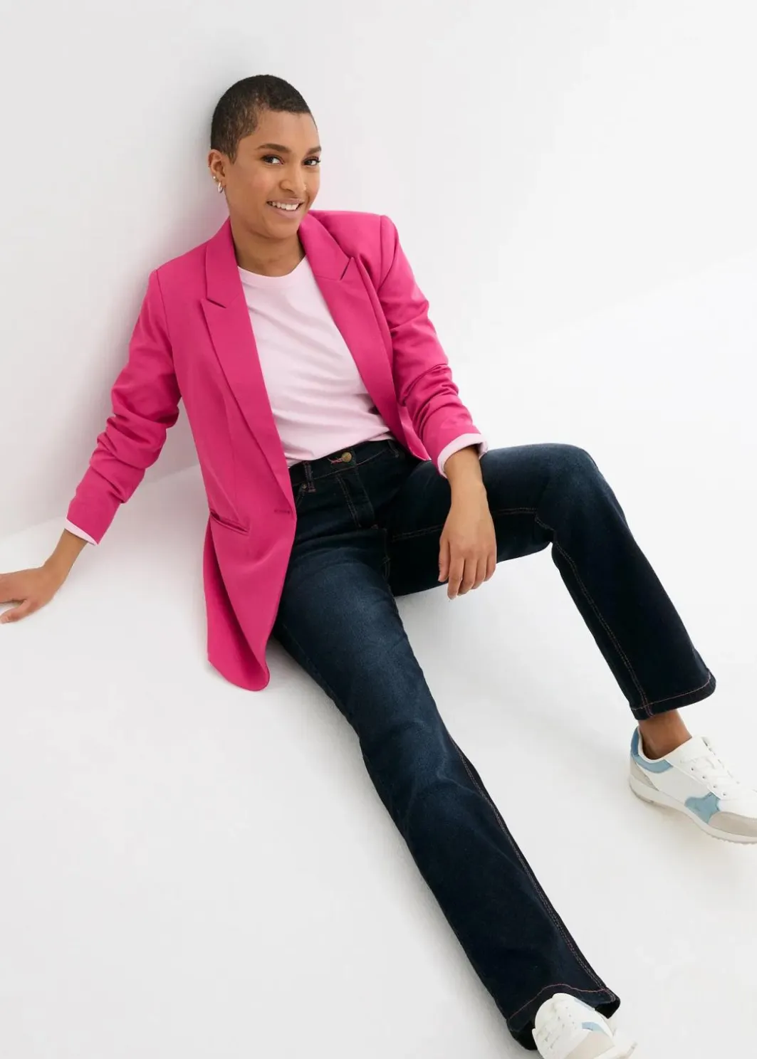 Damen bonprix Jeans|Kurzgrößen|Straight-Jeans Mid Waist, Bequembund