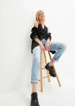 Damen bonprix Bekleidung·Shirts & Tops|Jeans|Straight-Jeans Mid Waist, Print