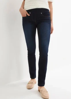 Damen bonprix Jeans|Kurzgrößen|Straight-Jeans Mid Waist, Super Stretch mit Bequembund