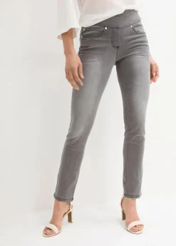 Best Straight-Jeans Mid Waist, Super Stretch mit Bequembund Damen Jeans|Kurzgrößen