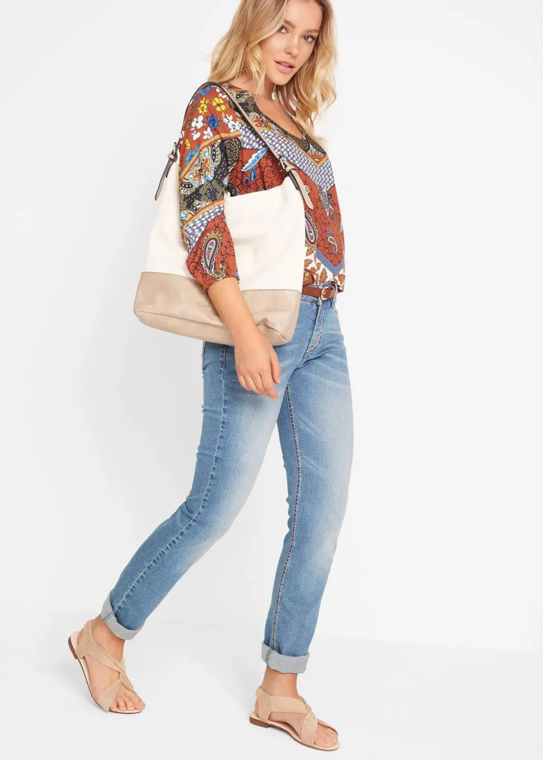 Damen bonprix Bekleidung·Shirts & Tops|Jeans|Straight-Jeans Mid Waist, Stretch