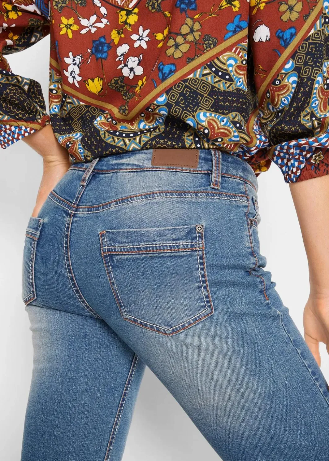 Damen bonprix Bekleidung·Shirts & Tops|Jeans|Straight-Jeans Mid Waist, Stretch