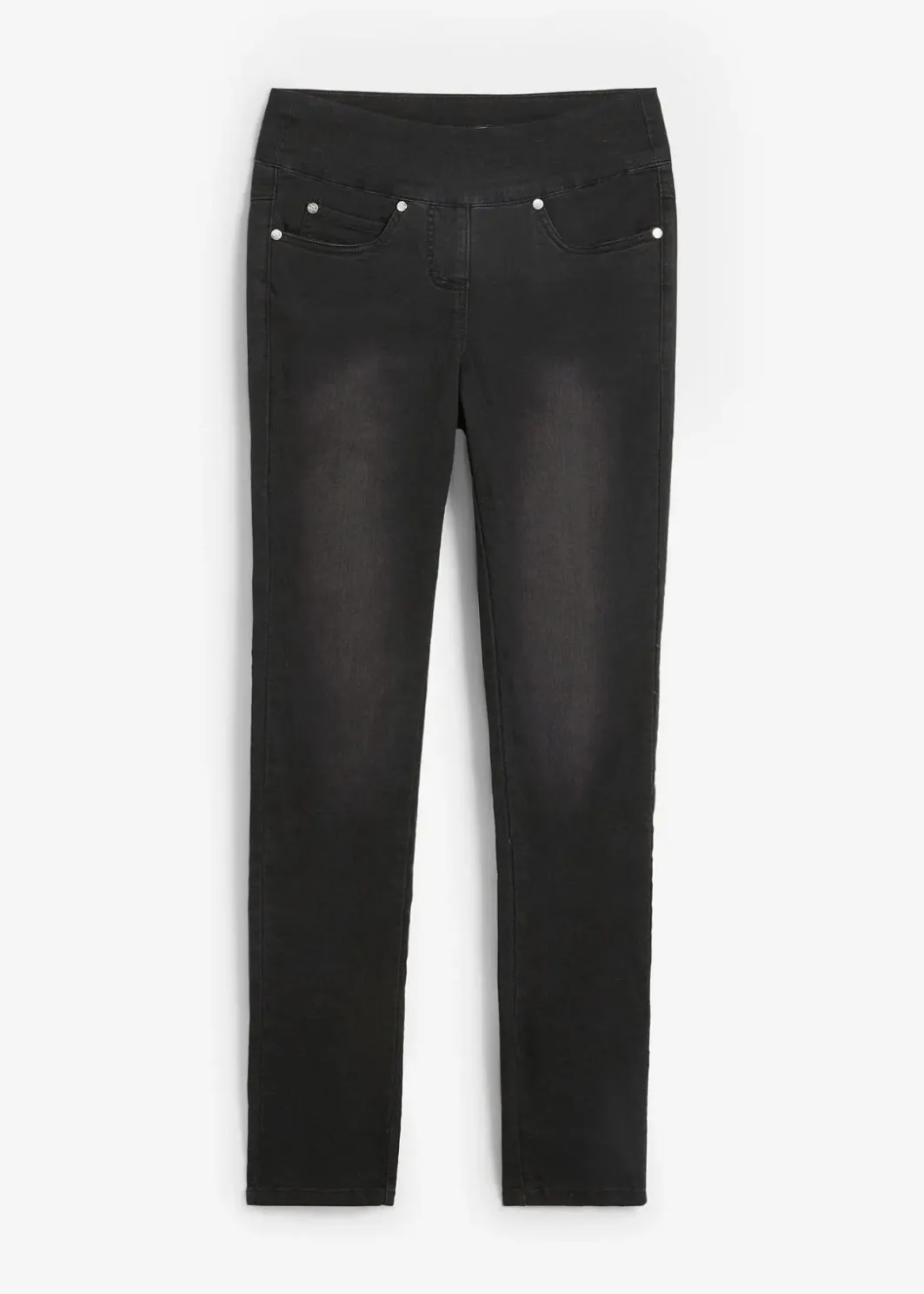 Damen bonprix Jeans|Kurzgrößen|Straight-Jeans Mid Waist, Super Stretch mit Bequembund