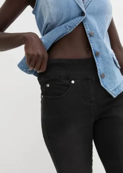 Damen bonprix Jeans|Kurzgrößen|Straight-Jeans Mid Waist, Super Stretch mit Bequembund